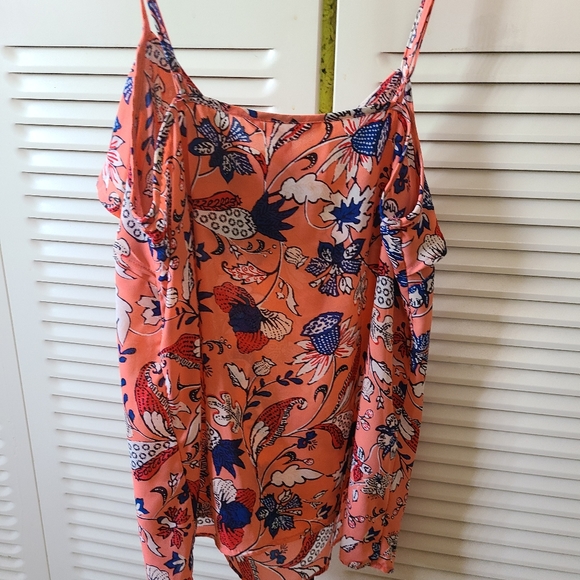 BOGO*  Peach floral spaghetti straps top - Picture 2 of 5